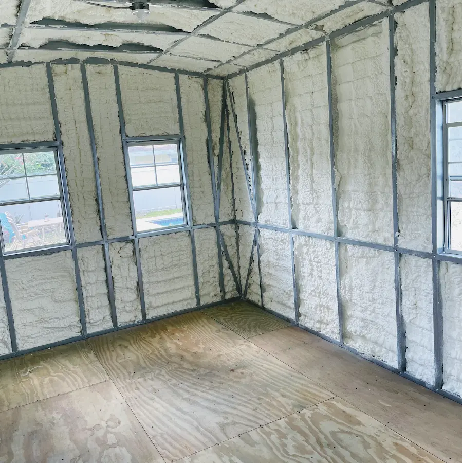 Closed-cell spray foam insulation applied to wall cavities in a residential project in Sawmills